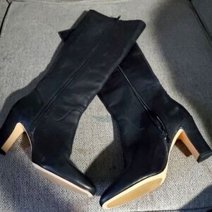 corso como BLACK KNEE-HIGH leather heel boots sz 8 NWOT